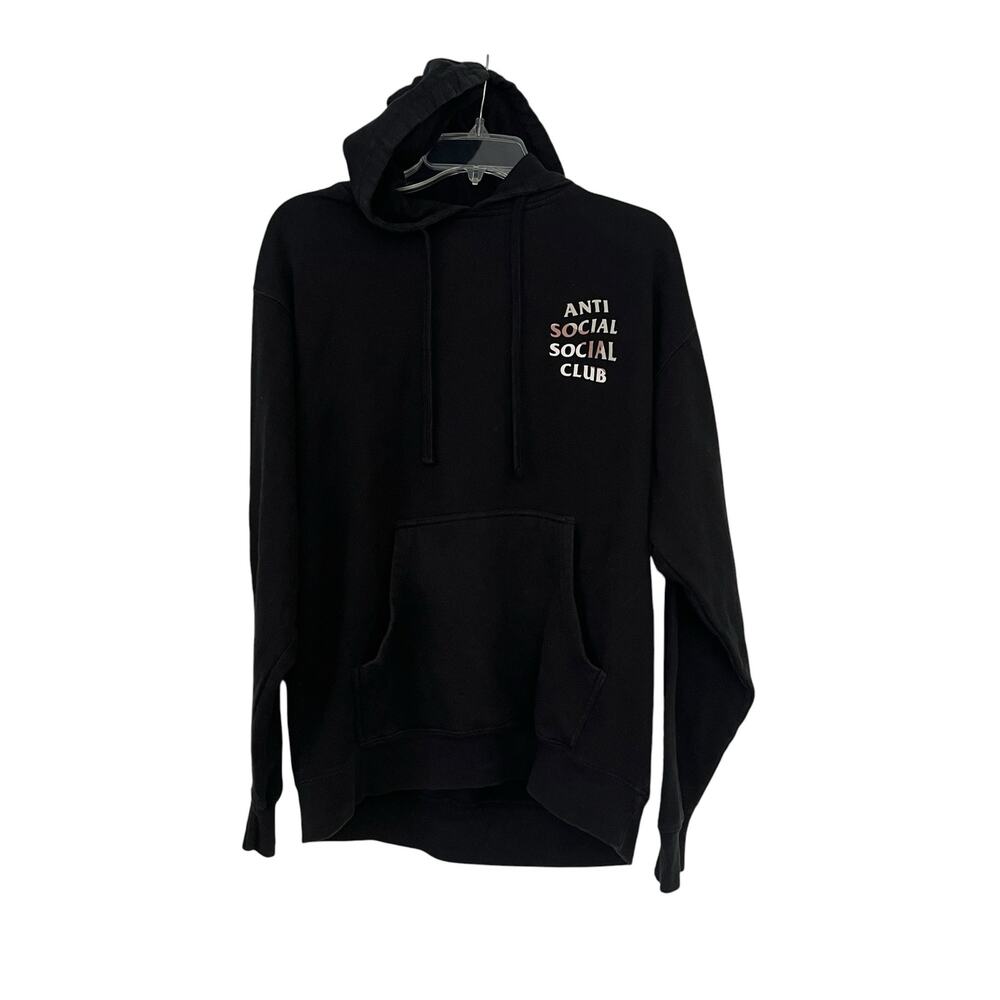 Anti Social Social Club Black/White Plain Logo Pullover Hoodie Sweatshirt Size M